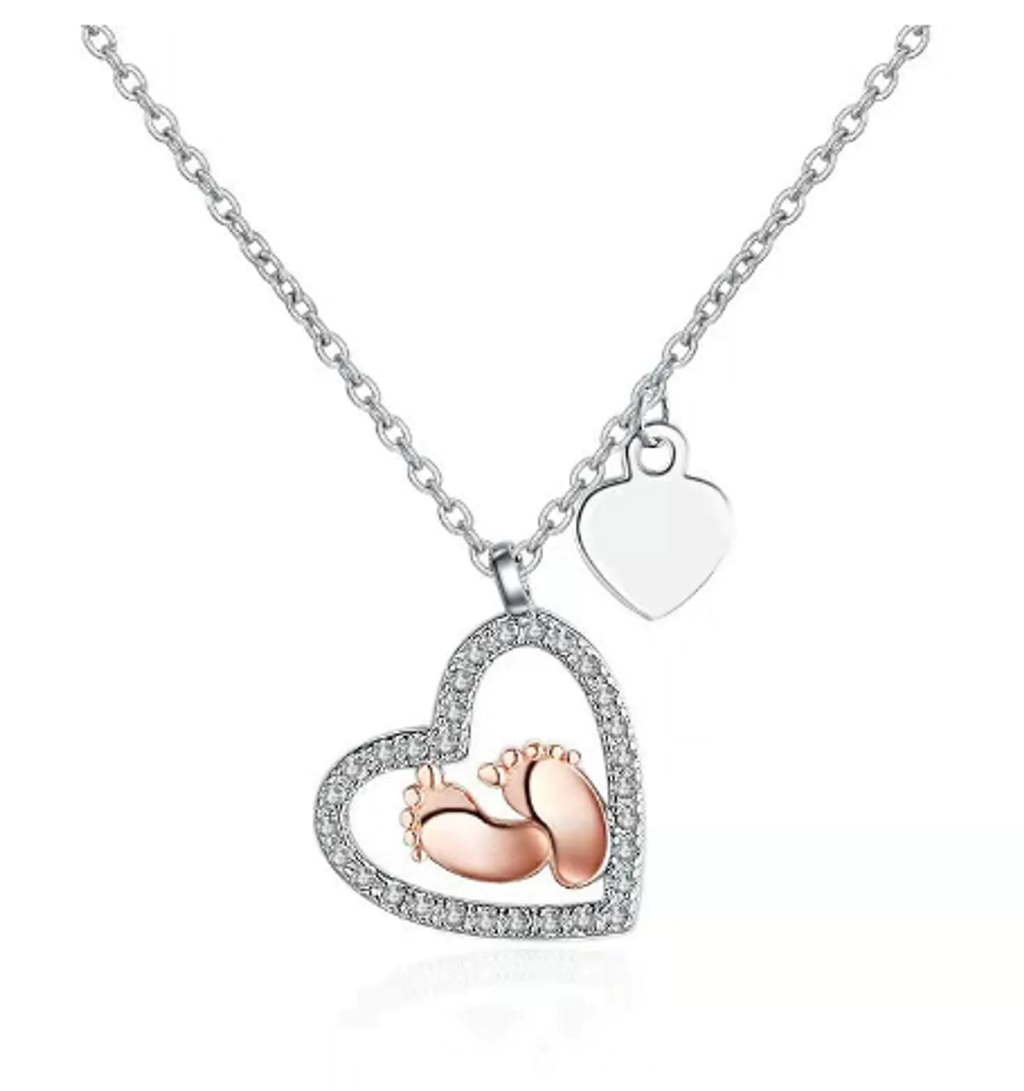 Baby Foot Heart Pendant Necklace